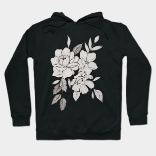 peony and rose line drawing Hoodie